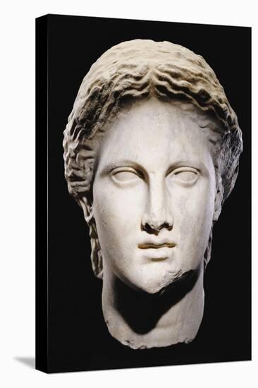 A Greek Marble Female Head, Classical Period, circa Mid 4th Century-null-Stretched Canvas