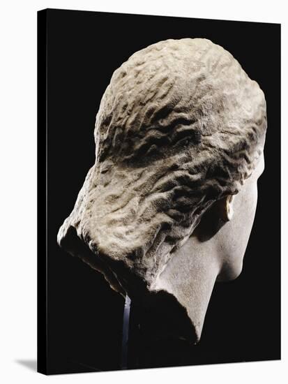 A Greek Marble Female Head from Behind, Classical Period, circa Mid 4th Century-null-Stretched Canvas