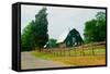 A green barn near President James Madison's home in rural Virginia-null-Framed Stretched Canvas