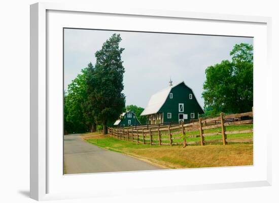 A green barn near President James Madison's home in rural Virginia-null-Framed Photographic Print