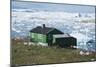 A Green House on the Shore with Icebergs in the Sea, Ilulissat, West Greenland-Natalie Tepper-Mounted Photo