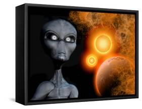 A Grey Alien from the Zeta Reticuli Binary Star System-Stocktrek Images-Framed Stretched Canvas