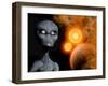 A Grey Alien from the Zeta Reticuli Binary Star System-Stocktrek Images-Framed Art Print