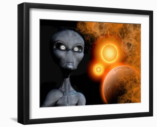 A Grey Alien from the Zeta Reticuli Binary Star System-Stocktrek Images-Framed Art Print