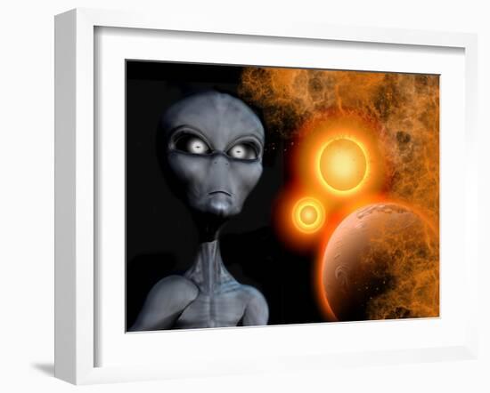 A Grey Alien from the Zeta Reticuli Binary Star System-Stocktrek Images-Framed Art Print