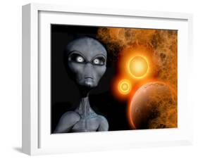 A Grey Alien from the Zeta Reticuli Binary Star System-Stocktrek Images-Framed Art Print