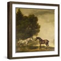 A Grey and a Bay in a Landscape-George Stubbs-Framed Giclee Print