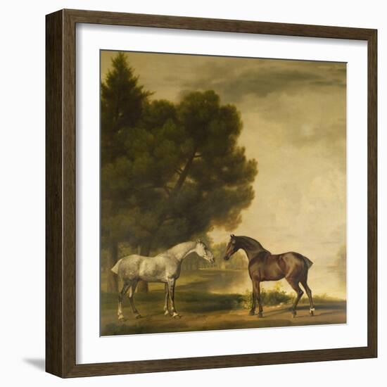 A Grey and a Bay in a Landscape-George Stubbs-Framed Giclee Print