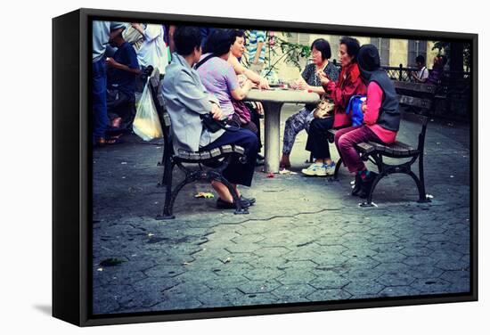 A Group of Asian Women Playing Cards in a Park in Chinatown, New-Sabine Jacobs-Framed Stretched Canvas