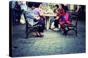 A Group of Asian Women Playing Cards in a Park in Chinatown, New-Sabine Jacobs-Stretched Canvas