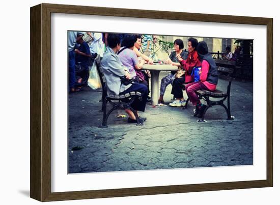 A Group of Asian Women Playing Cards in a Park in Chinatown, New-Sabine Jacobs-Framed Photographic Print