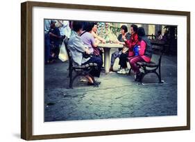 A Group of Asian Women Playing Cards in a Park in Chinatown, New-Sabine Jacobs-Framed Photographic Print