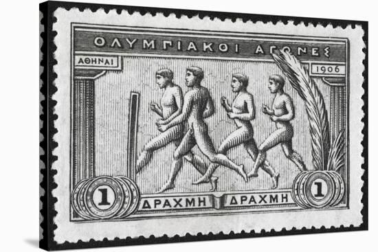 A Group Of Athletes Running, Greece 1906 Olympic Games, 1 Drachma, Unused Stamp Design-null-Stretched Canvas