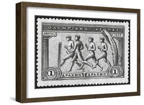 A Group Of Athletes Running, Greece 1906 Olympic Games, 1 Drachma, Unused Stamp Design-null-Framed Giclee Print