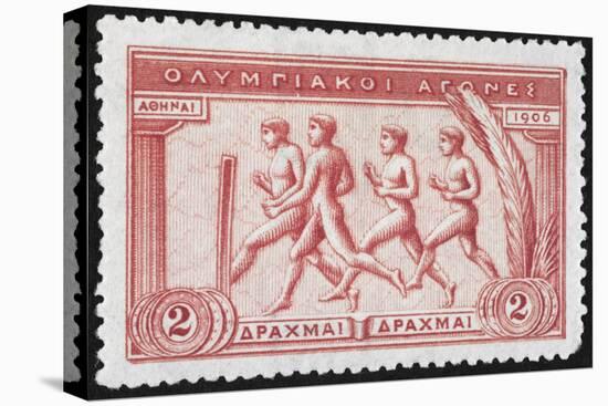 A Group Of Athletes Running, Greece 1906 Olympic Games, 2 Drachma, Unused Stamp Design-null-Stretched Canvas