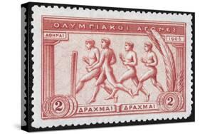 A Group Of Athletes Running, Greece 1906 Olympic Games, 2 Drachma, Unused Stamp Design-null-Stretched Canvas