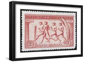 A Group Of Athletes Running, Greece 1906 Olympic Games, 2 Drachma, Unused Stamp Design-null-Framed Giclee Print