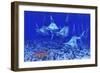 A Group of Blue Marlin with Two Siamese Tigerfish Anda Basket Star-null-Framed Premium Giclee Print
