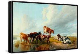 A Group of Cattle, 1877-Thomas Sidney Cooper-Framed Stretched Canvas