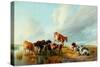 A Group of Cattle, 1877-Thomas Sidney Cooper-Stretched Canvas