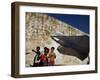 A Group of Children Fly Plastic Bags, Known as Papalotes-Javier Galeano-Framed Photographic Print