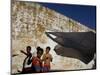 A Group of Children Fly Plastic Bags, Known as Papalotes-Javier Galeano-Mounted Photographic Print