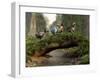 A Group of Dodo Birds Crossing a Natural Bridge Over a Stream-Stocktrek Images-Framed Photographic Print