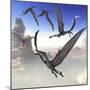 A Group of Dorygnathus Predatory Reptiles Fly Above a Jurassic Landscape-Stocktrek Images-Mounted Art Print