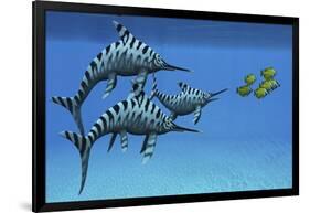A Group of Fast Swimming Eurhinosaurus Marine Reptiles-null-Framed Art Print