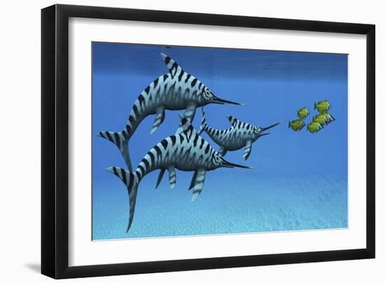 A Group of Fast Swimming Eurhinosaurus Marine Reptiles-null-Framed Art Print