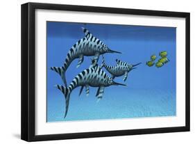 A Group of Fast Swimming Eurhinosaurus Marine Reptiles-null-Framed Art Print