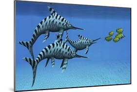 A Group of Fast Swimming Eurhinosaurus Marine Reptiles-null-Mounted Art Print