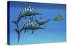 A Group of Fast Swimming Eurhinosaurus Marine Reptiles-null-Stretched Canvas