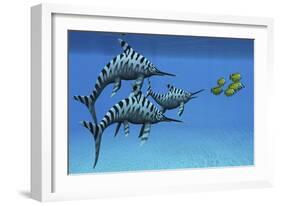 A Group of Fast Swimming Eurhinosaurus Marine Reptiles-null-Framed Premium Giclee Print