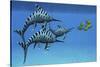 A Group of Fast Swimming Eurhinosaurus Marine Reptiles-null-Stretched Canvas