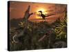 A Group of Feathered Carnivorous Velociraptors from the Cretaceous Period on Earth-Stocktrek Images-Stretched Canvas