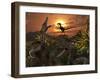 A Group of Feathered Carnivorous Velociraptors from the Cretaceous Period on Earth-Stocktrek Images-Framed Photographic Print