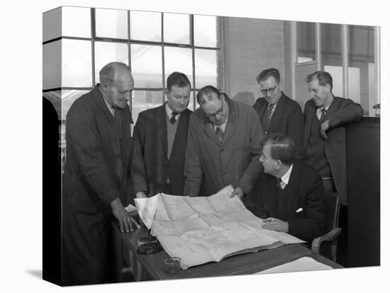 A Group of Foundry Staff with Technical Drawings, Sheffield, South Yorkshire, 1963-Michael Walters-Stretched Canvas