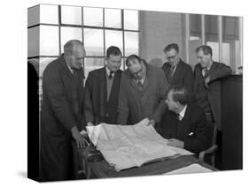 A Group of Foundry Staff with Technical Drawings, Sheffield, South Yorkshire, 1963-Michael Walters-Stretched Canvas