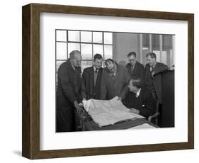 A Group of Foundry Staff with Technical Drawings, Sheffield, South Yorkshire, 1963-Michael Walters-Framed Photographic Print