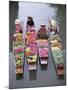 A Group of Four Women Market Traders in Boats Laden with Fruit and Flowers, Thailand-Gavin Hellier-Mounted Photographic Print