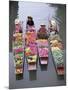 A Group of Four Women Market Traders in Boats Laden with Fruit and Flowers, Thailand-Gavin Hellier-Mounted Photographic Print