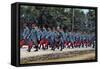 A Group of French Prisoners of War Marching Along a Forest Directed by a German Militiaman-null-Framed Stretched Canvas