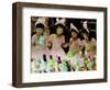 A Group of Girls Dressing as Bunny Rabbits Play with Rabbit Figures-null-Framed Photographic Print