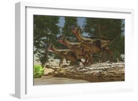 A Group of Herbivorous Hypsilophodon Dinosaurs-null-Framed Art Print