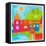 A Group of Houses in a Country Setting-null-Framed Stretched Canvas