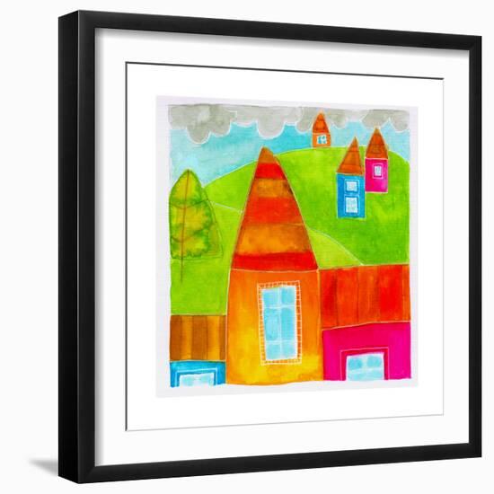 A Group of Houses-null-Framed Giclee Print