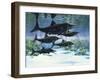 A Group of Ichthyosaurs Swimming in Prehistoric Waters-null-Framed Art Print