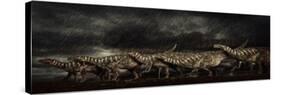 A Group of Iguanodons Struggle Through a Storm-null-Stretched Canvas