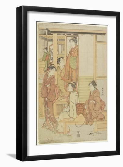 A Group of Ladies on a Veranda, C. 1780-1795-Katsukawa Shunsho-Framed Giclee Print